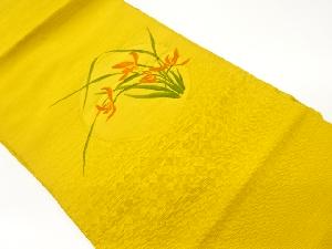 手織り紬丸文に菖蒲模様織出し名古屋帯